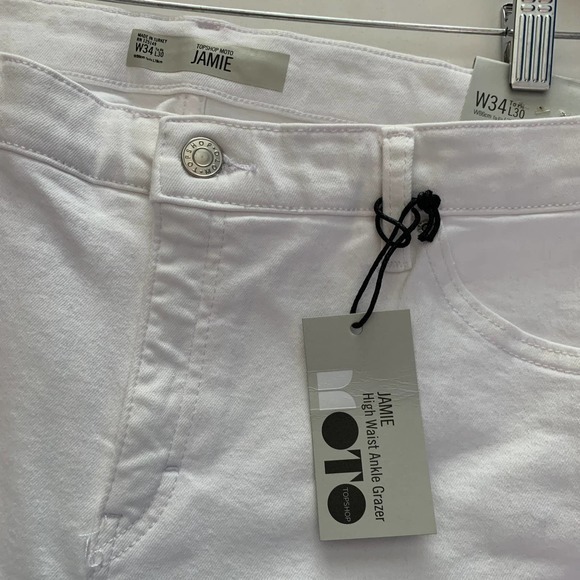 TOPSHOP White Jamie Moto High Waist Ankle Grazer Jeans - NWT - Picture 10 of 11